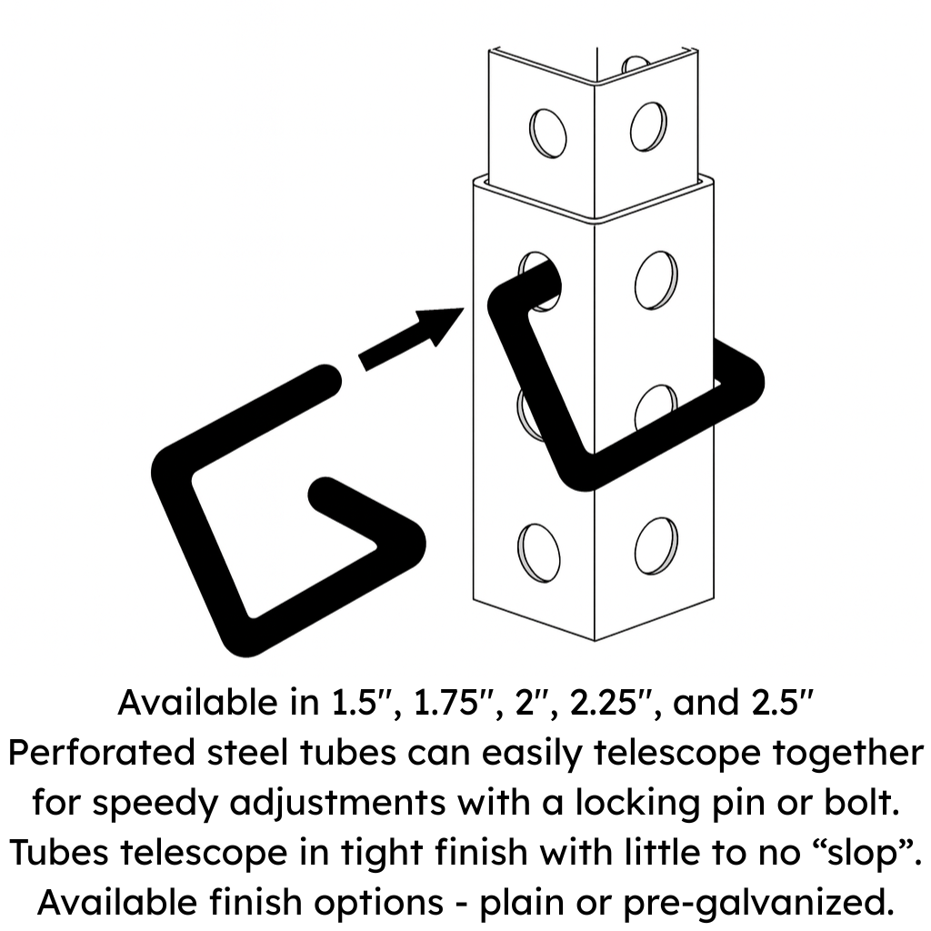 Steel Perforated Square Tube 2-1/4 x 2-1/4 x 12 gauge wall